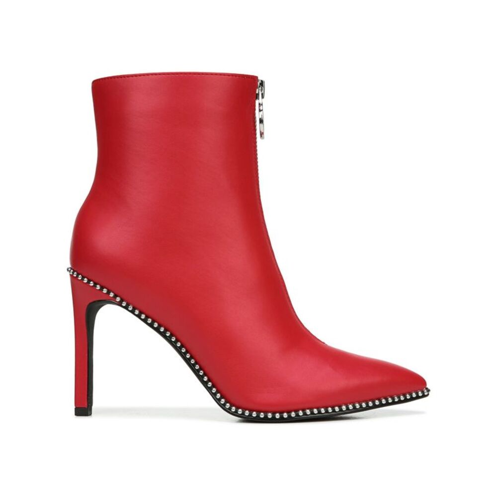 BAR III Womens Red Ball Chain Front Zip Ring Pull Briget Stiletto Booties 6 M